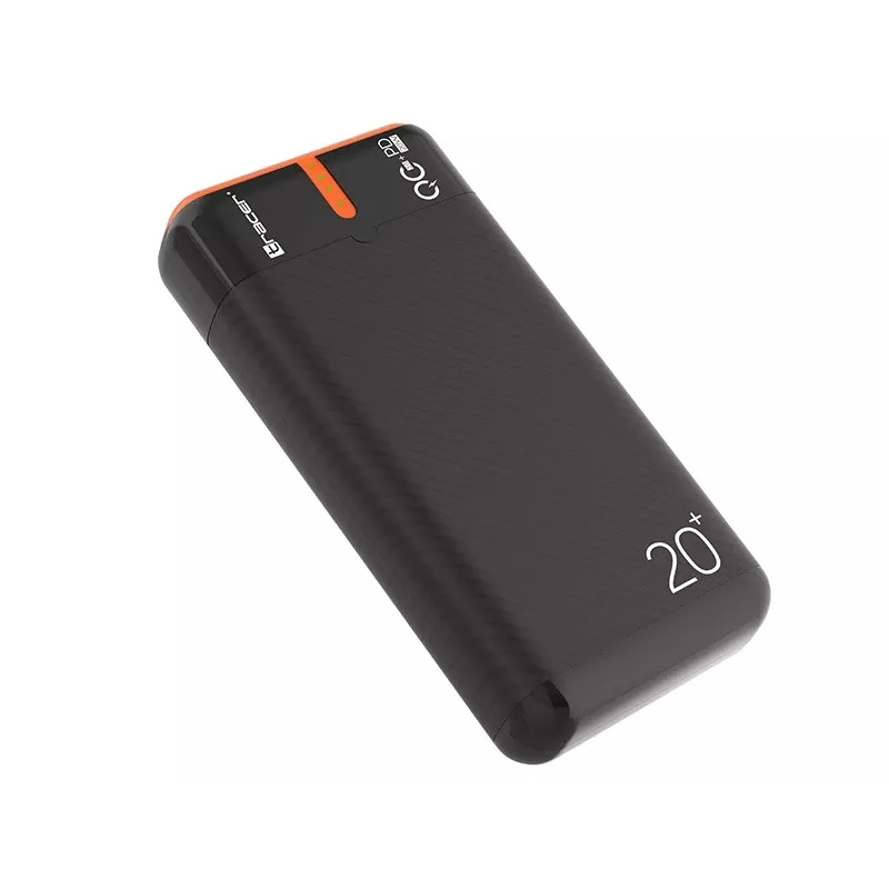 Nešiojamas įkroviklis TRACER EnerGen 20000 mAh, Power Delivery 20W, USB-C įvestis, 2×USB-A išėjimai, 3 įrenginių palaikymas, oranžinė