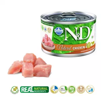 Šlapias kačių ėdalas Farmina N&D Natural Chicken 140 g maišelis, suaugusioms katėms, baltymai 18%, riebalai 1.5%, drėgmė 77.5%