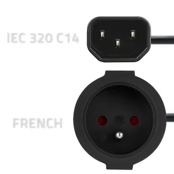 Maitinimo adapteris QOLTEC IEC 320 C14 į kištuką French, 0,15 m laidas