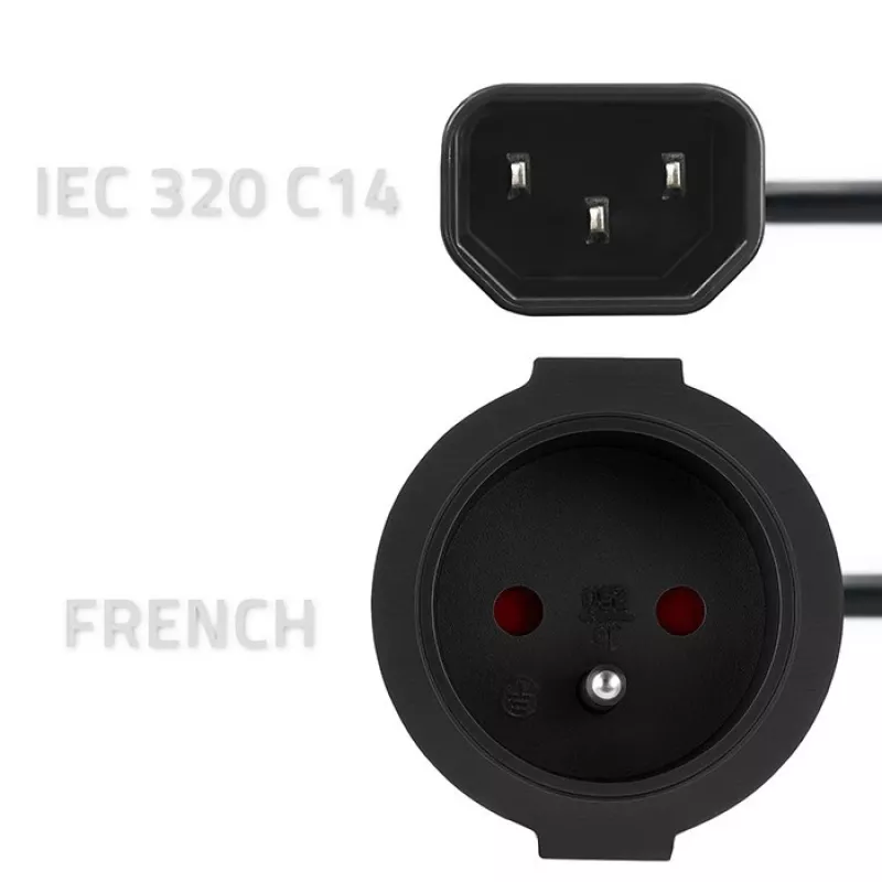 Maitinimo adapteris QOLTEC IEC 320 C14 į kištuką French, 0,15 m laidas
