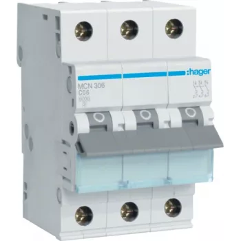 Automatinis jungiklis Hager MCN306, 6 A, C charakteristika, 3 moduliai