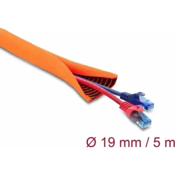 Kabelių apsauginė spiralė savaime užsidaranti dviejų sluoksnių 5 m x 19 mm DELOCK 19028 oranžinė