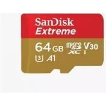 SanDisk Extreme microSDXC 64GB A2 V30 U3 - atminties kortelė su SD adapteriu