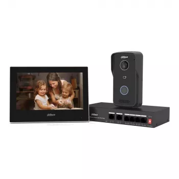 Vaizdo durų skambučio rinkinys DAHUA KTP03 7 inch monitorius, 2 laidų jungtis, PoE, 1024x600, 2MP kamera