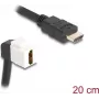 DeLOCK Keystone modulis HDMI kištukas į lizdą 90° kampu 8K 60 Hz 20 cm juoda