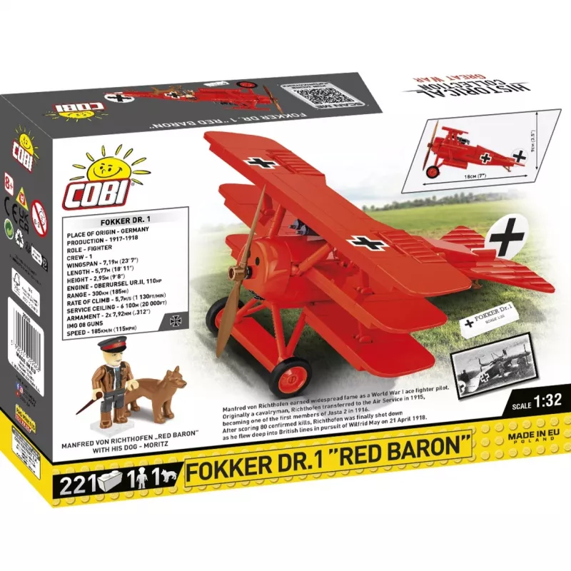 Konstruktorius Fokker DR.1 Red Baron 221 kaladėlių