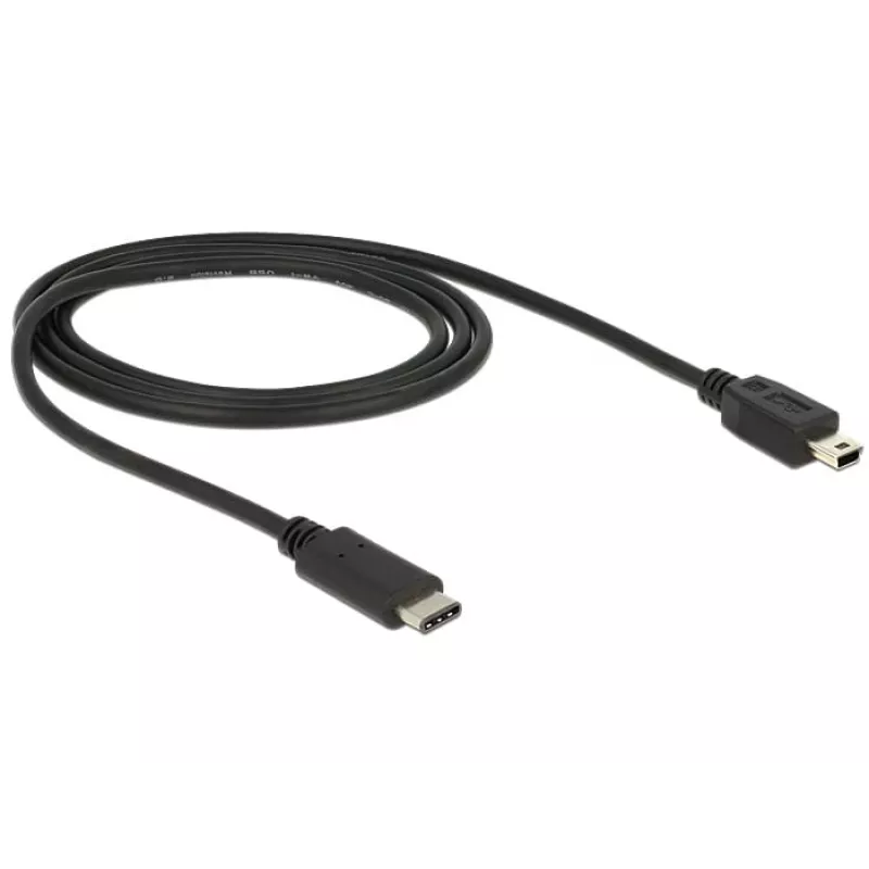 USB kabelis DeLOCK 83603 USB 2.0 1m USB C – Mini-USB B juodas