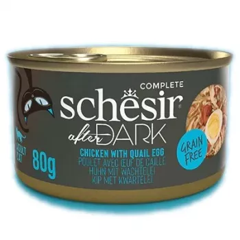 Šlapias kačių maistas Agras Pet Foods Schesir after Dark Complete Brühe 80 g – vištiena, be glitimo, suaugusioms katėms