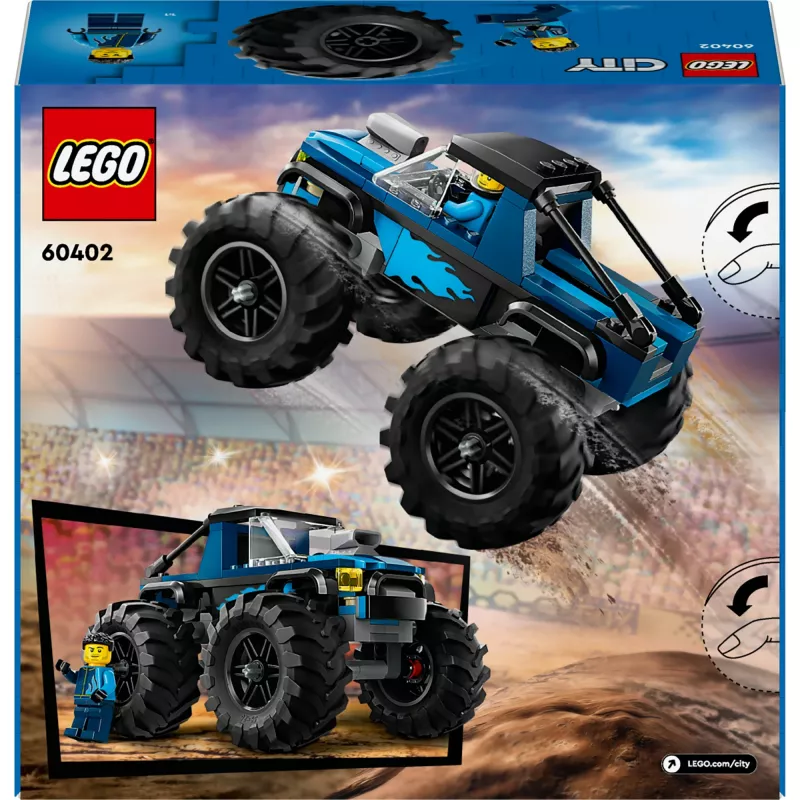 Konstrukcinis žaislas LEGO City 60402 Mėlynasis monstrų sunkvežimis su didelėmis padangomis, 148 dalių, 1 minifigūrėlė, nuo 5 metų