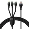 USB kabelis Baseus SUP0003351 1,2m USB A USB C/Micro USB-A/Lightning juodas