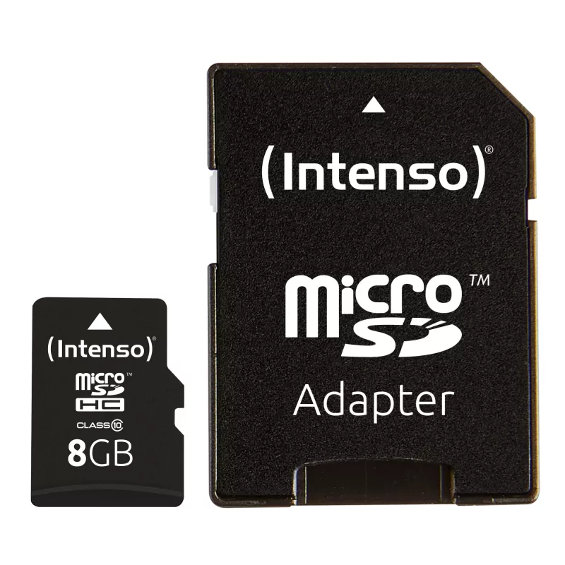 INTENSO 3413460 atminties kortelė Micro SDHC 8GB, klasė 10 su adapteriu