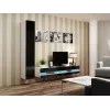TV stovas Cama Meble VIGO NEW 30/180/40, baltas viršus, juodas blizgus rėmas, 1800×400×300 mm