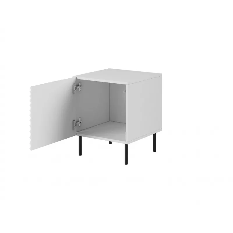 Naktinis staliukų rinkinys Cama Meble HOLE – 2 vnt., 44×40,5×53,5 cm, baltas matinis, MDF/medžio drožlių plokštė, 16 mm rėmas