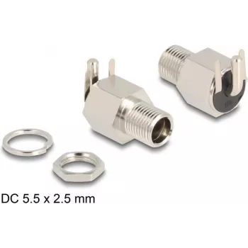 DeLOCK DC lizdas 5,5 x 2,5 mm moteriškas skydinis litavimui kampuotas 20 V 10 A