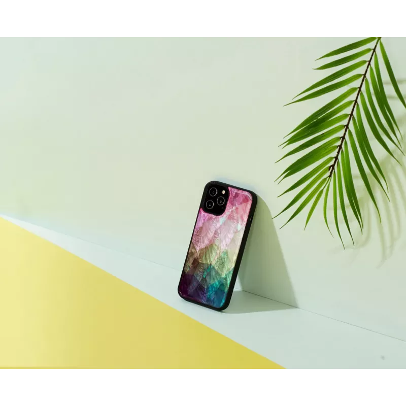 Apsauginis dėklas iKins Apple iPhone 12 / 12 Pro — vandens gėlės raštas, juodas