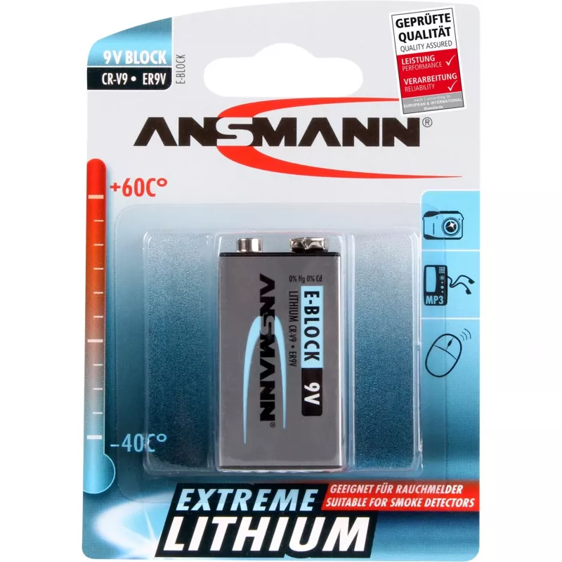 Vienkartinė ličio baterija Ansmann 9V E-Block 10,8 V