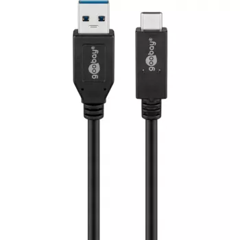 Wentronic goobay USB kabelis - USB-C (kištukas) į USB A (kištukas) - USB 3.1 Gen 2 3 A - 50 cm - apvalus - juodas (41073)