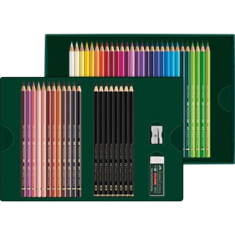 Faber-Castell Polychromos & Pitt Graphite Matt rinkinys 48 vnt., aliejiniai pieštukai, įvairiaspalviai