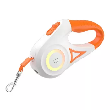 Automatinis pavadėlis Rojeco RQYS-04 LED 5 m – baltas ir oranžinis