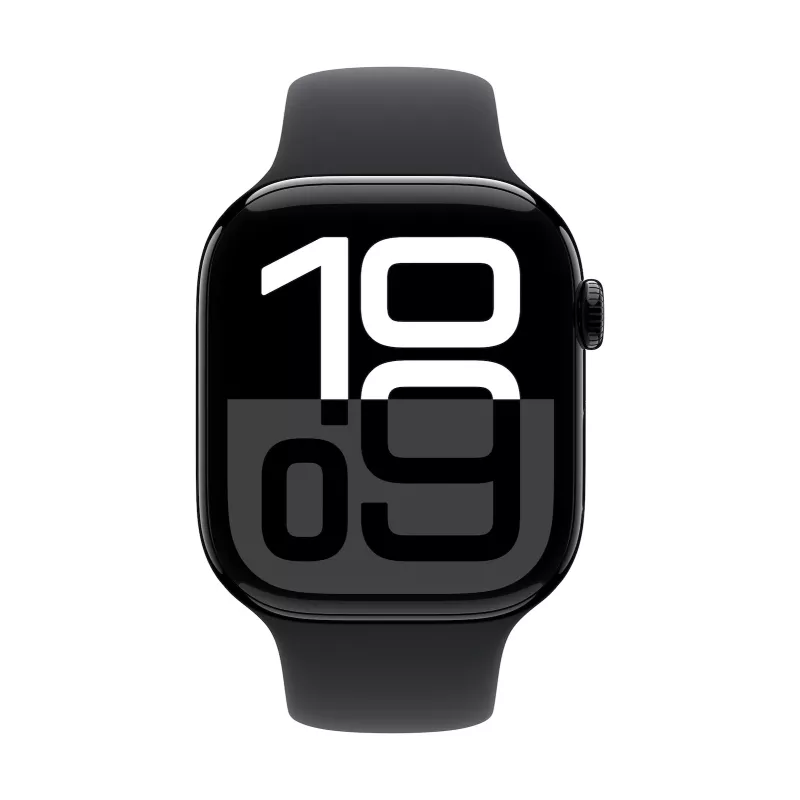 Apple Watch Series 10 GPS 46 mm Jet Black Aliuminio korpusas su juodu sportiniu dirželiu M/L