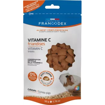 Skanėstas jūrų kiaulytei FRANCODEX Vitamin C 50 g vaisių skonio kietas pakelis