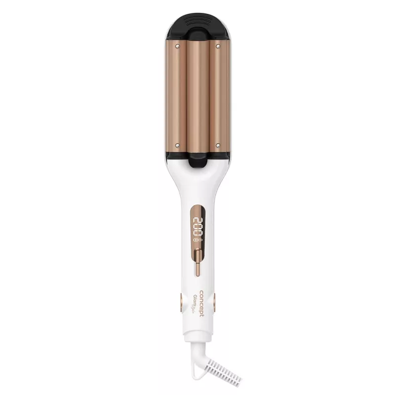 Plaukų banguotojas Concept GLAM Style KT2140 — 100 W, 120–200 °C, 9 temperatūros lygių, 1,8 m sukamas laidas, auksinis