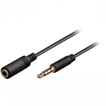Wentronic Goobay 3,5 mm lizdo ilginimo laidas, juodas, 3 m - 3,5 mm kištukas (4 kontaktai, stereo) > 3,5 mm lizdas (4 kontaktai, stereo) (62480)
