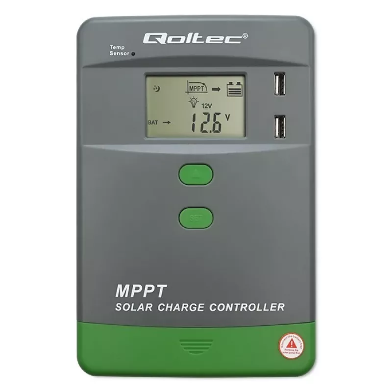 Saulės MPPT įkrovos valdiklis QOLTEC 40A 12V/24V su LCD ekranu