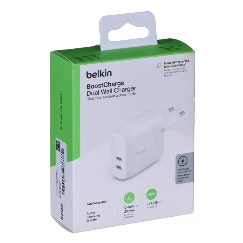 Belkin WCB006VFWH mobiliojo įrenginio įkroviklis išmaniesiems telefonams, planšetiniams kompiuteriams, baltas, AC, vidaus naudojimui