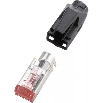 renkforce RJ45 jungtis TM21 CAT 6, ekranuotas kištukas, tiesus, kontaktai: 8P8C H9561.4-10 juoda H9561.4-10 10 vnt.
