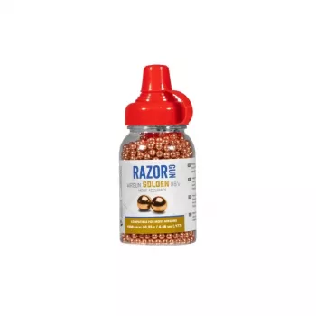 Šautuvo šratai RazorGun 4,46 mm plieniniai BB, vario spalvos, 1500 vnt., plastikinė dozavimo talpa