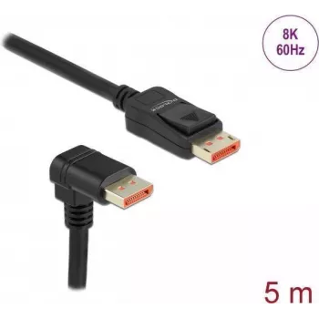 DisplayPort kabelis DeLOCK 8K 60 Hz 5 m tiesus kištukas į 90° žemyn lenktą kištuką