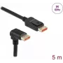 DisplayPort kabelis DeLOCK 8K 60 Hz 5 m tiesus kištukas į 90° žemyn lenktą kištuką