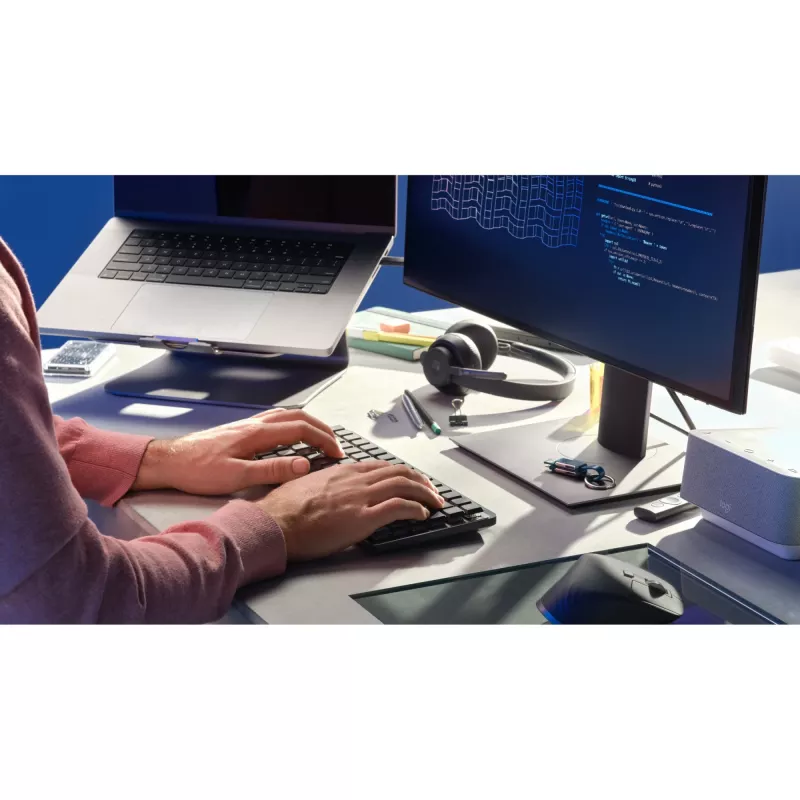 Logitech MX Mechanical Mini 920-010782 apšviečiama mechaninė klaviatūra be laidų, spragsintys jungikliai, RF + Bluetooth LE, US International QWERTY, grafitinė
