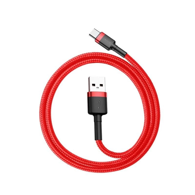 USB 2.0 A – USB-C laidas Baseus CATKLF-B09 1 m QC3.0 nailoninis pintas raudonas, greitas įkrovimas ir duomenų sinchronizavimas