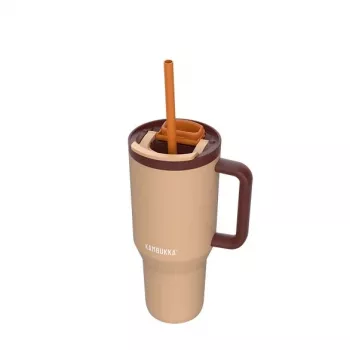 Termopuodis su teleskopiniu šiaudeliu Kambukka Rio Tumbler 950 ml Almond Dream