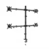 Monitorų laikiklis Gembird MA-D4-01, stalo spaustuvas iki 4 ekranų, 32 colių (81,3 cm), 40 kg, VESA 75x75–100x100, juodas