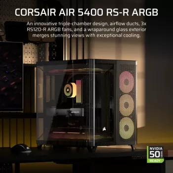 Korpusas Corsair AIR 5400 RS-R ARGB Midi Tower juodas