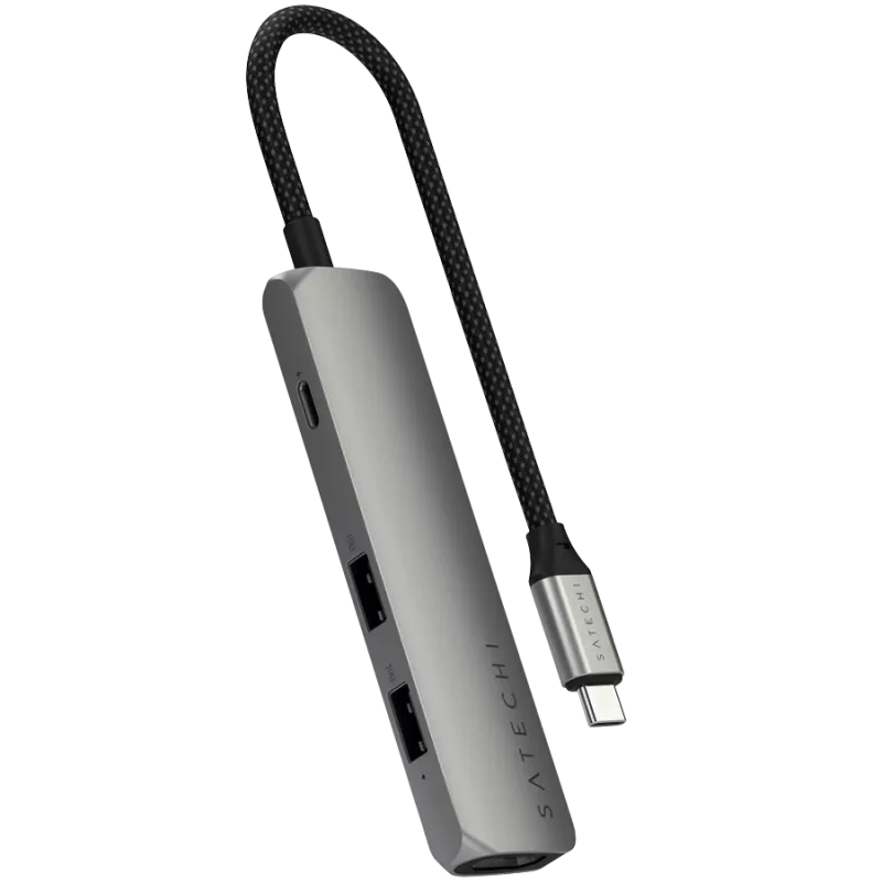 Satechi ST-P4SM USB-C 4-in-1 plonas multiport adapteris, pilka