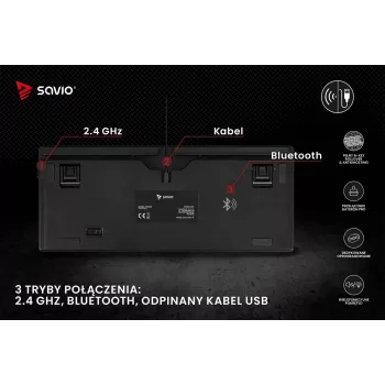 Savo Phenix SAVGK-RED mechaninė klaviatūra žaidimams 75% Gateron Pro RGB belaidė RF Bluetooth USB QWERTY