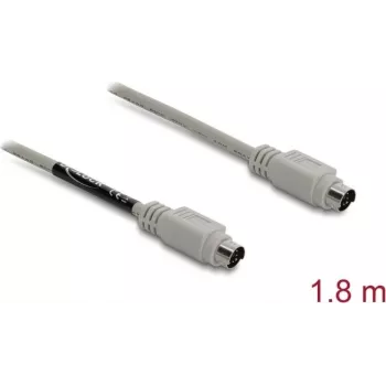 PS/2 kabelis DELOCK 87235 — 6 kontaktų Mini‑DIN → 6 kontaktų Mini‑DIN, 1,8 m, smėlio spalvos