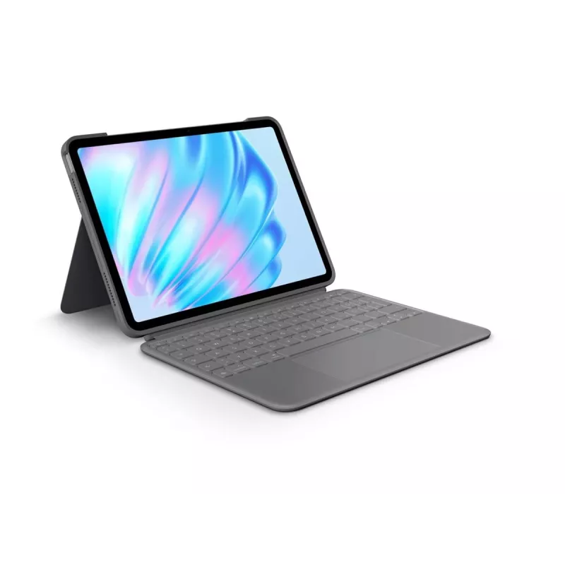 Klaviatūrinis dėklas Logitech Combo Touch QWERTZ vokiškas Smart Connector pilkas, skirtas iPad Air