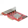 Delock PCI Express x4 kortelė 4 x išoriniai SuperSpeed USB 10 Gbps (USB 3.2 Gen 2) USB Type-A lizdai - USB adapteris - PCIe 3.0 x4 - USB 3.2 Gen 2 x 4 (90481)