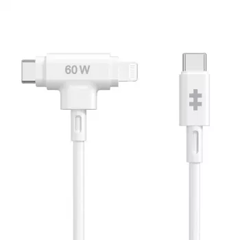 HYPER HyperJuice USB-C / USB-C+Lightning hibridinis kabelis 1.5 m baltas