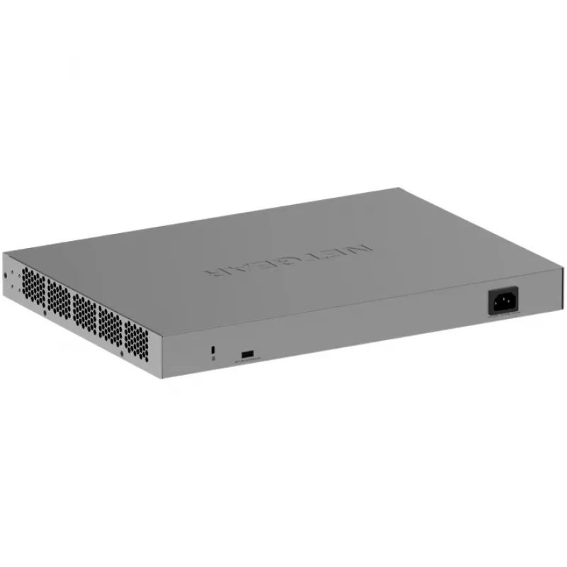 Valdomas Gigabit PoE komutatorius NETGEAR GS752TXUP — 48× Gigabit RJ-45, 10G palaikymas, 1U stelažas, 176 Gbit/s perjungimo talpa