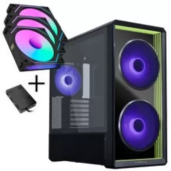 Lian Li LANCOOL 217 INF PC korpuso rinkinys + 3x UNI FAN SL-INF 120 Reverse Blade ventiliatorius - juoda