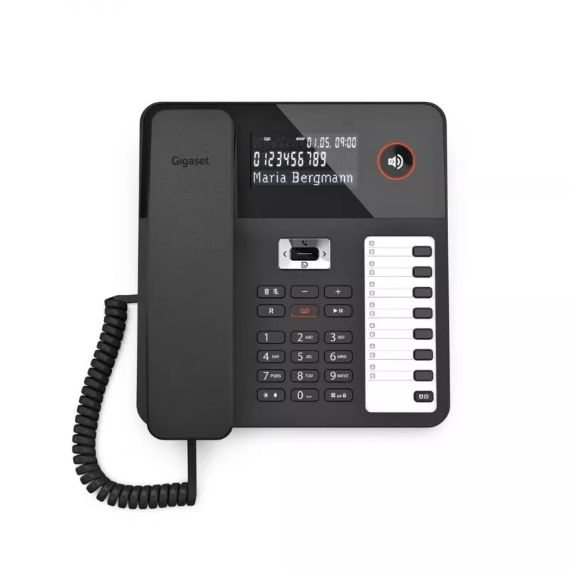 DECT laidinis telefonas Gigaset DESK 800A su laidiniu rageliu, 200 kontaktų telefono knyga, juodas