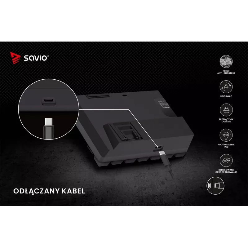 SAVIO BLACKOUT X2 mechaninė klaviatūra OUTEMU Red, Hot Swap