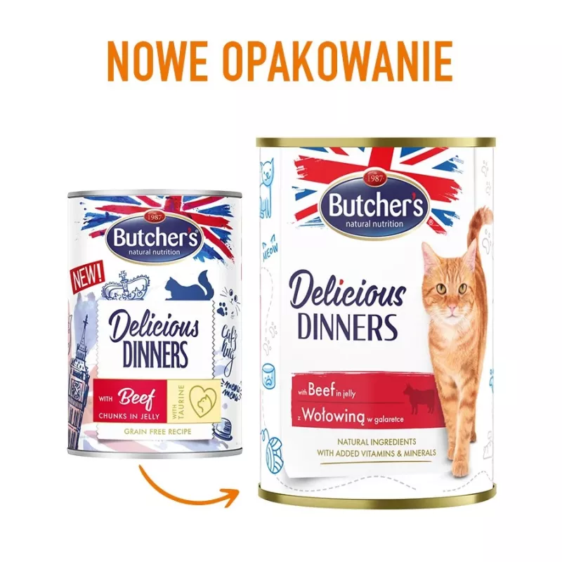 Šlapias ėdalas šunims Butcher's Delicious Dinners 400 g — Jautiena, be grūdų, suaugusiems