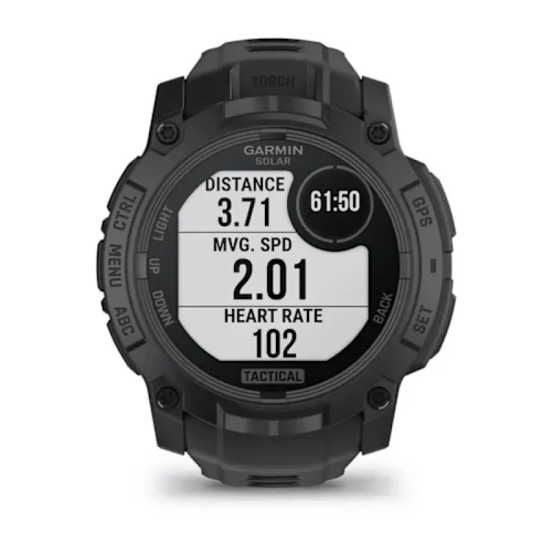 Išmanusis laikrodis GARMIN Instinct 3 – 45 mm, 3,05 cm (1,2 colio) AMOLED 390×390 liečiamas ekranas, 4 GB, GPS, silikoninis dirželis juodas, 53 g